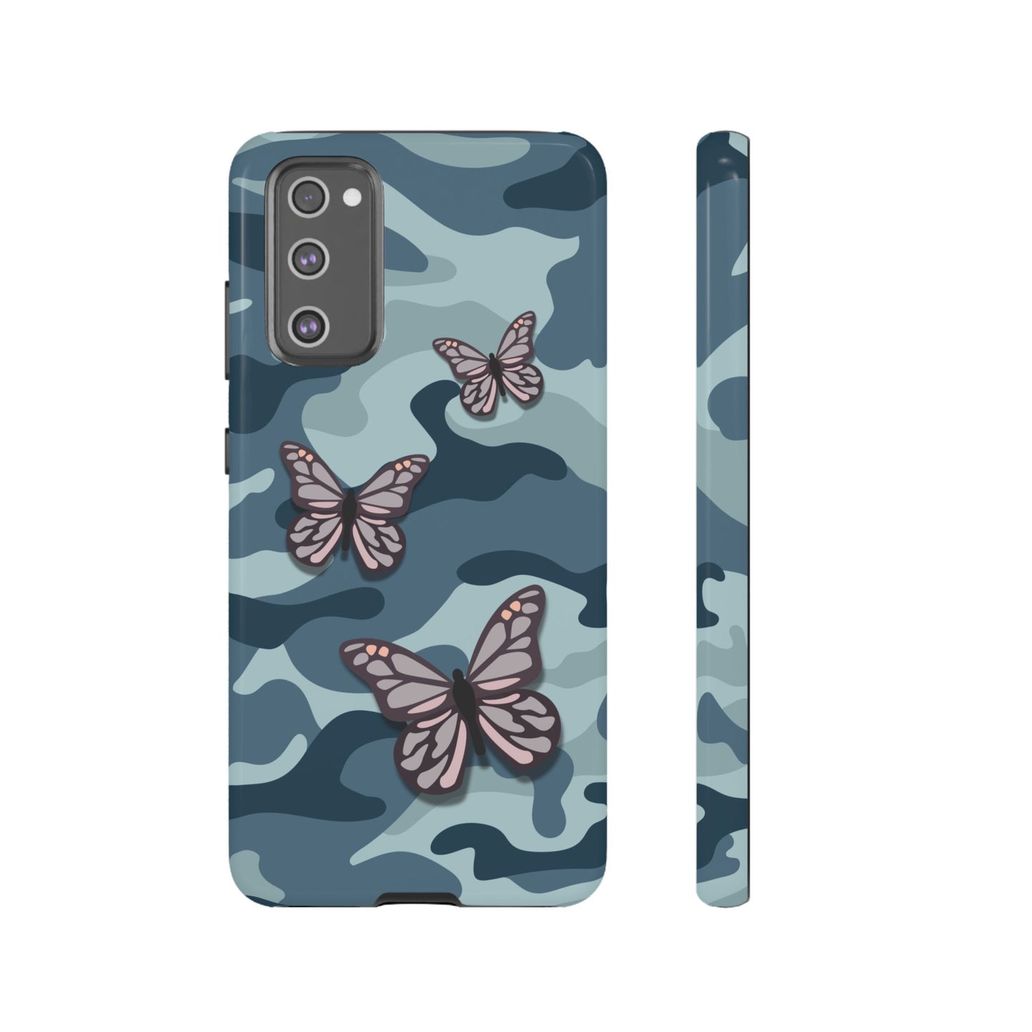 Dark Blue Butterfly Camo Phone Case - Blue Phone Case - Samsung Galaxy S20 FE / Glossy