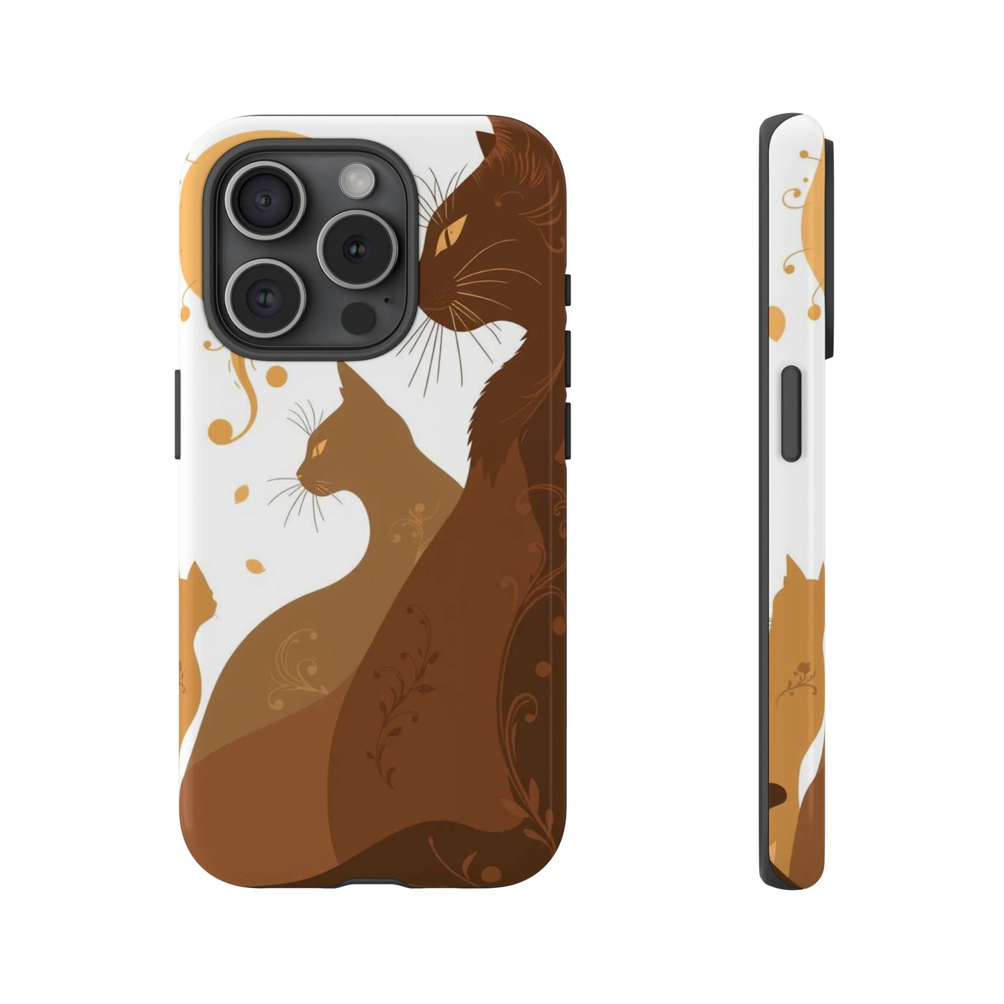 iPhone 15 Pro / Glossy Phone Case - Abstract Cat Pattern Design Phone Case