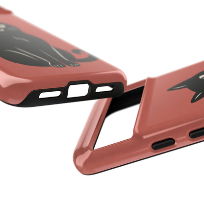 Minimalist Coral Red & Black Cat Phone Case