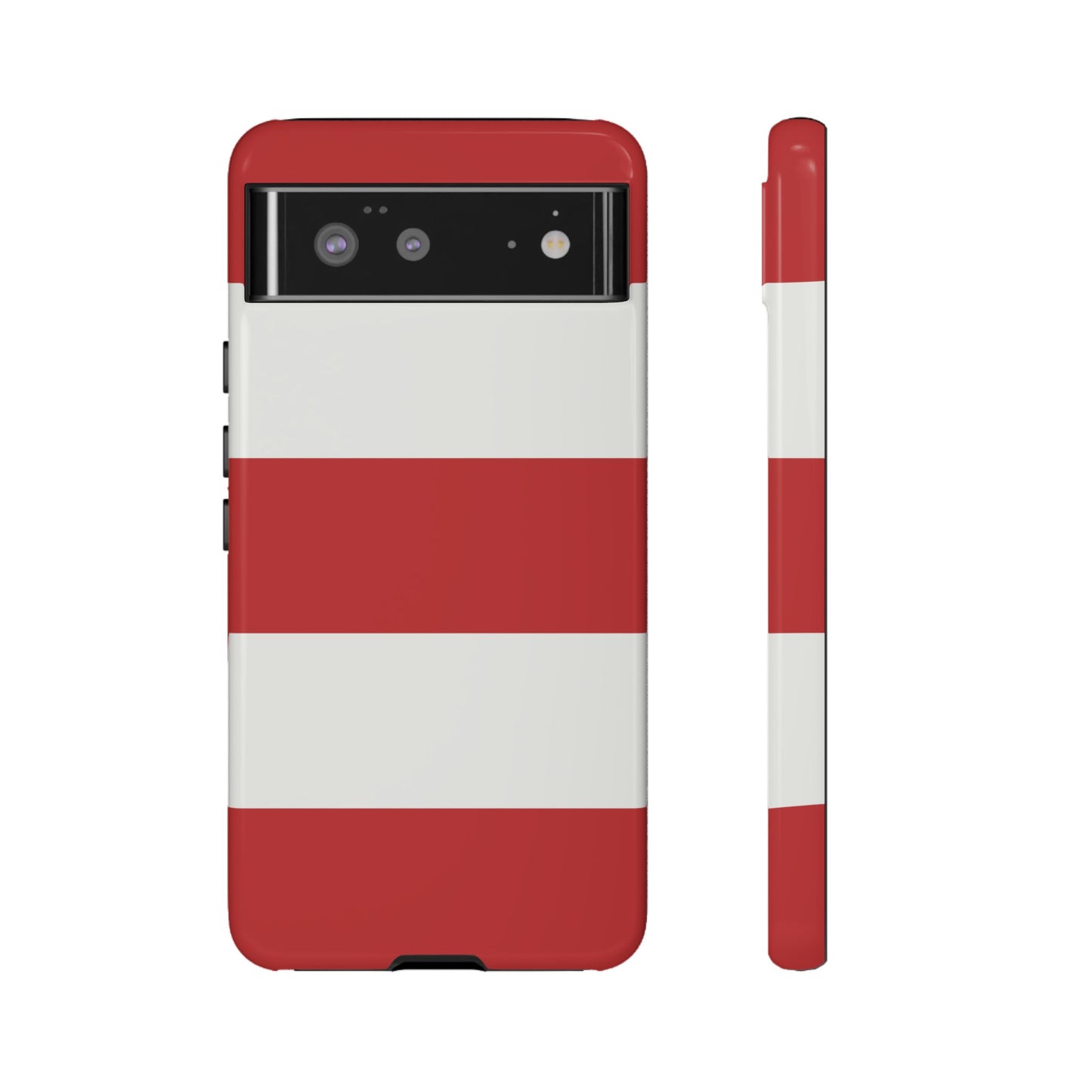 Google Pixel 6 / Glossy Phone Case - Red & White Horizontal Stripe Pattern Phone Case