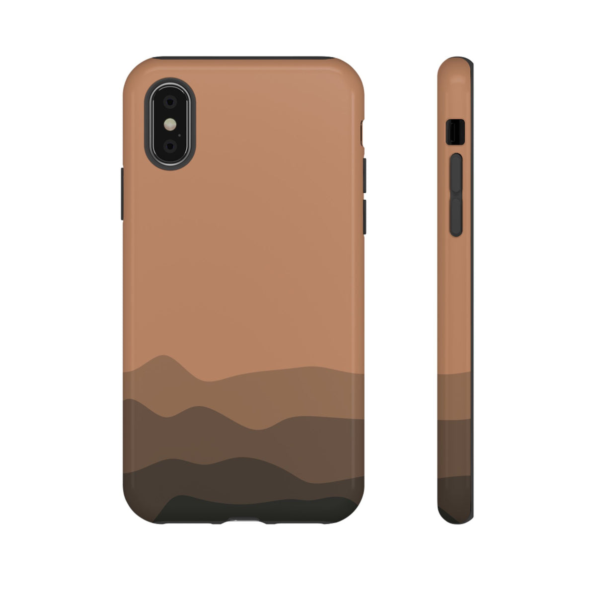 Brown Abstract Waves Protective Phone Case - Brown Phone Case - iPhone X / Glossy