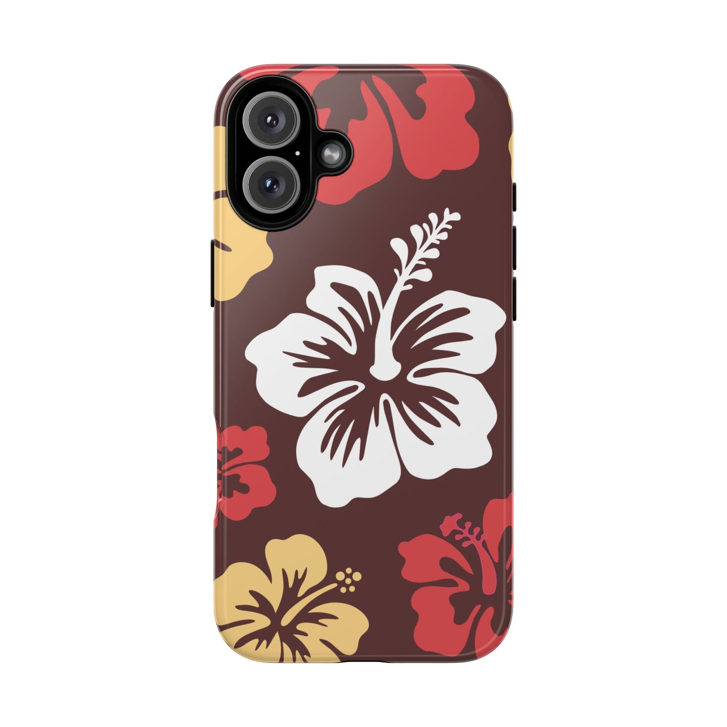 iPhone 16 Plus / Glossy Phone Case - ’Hibiscus Retro Pattern #2’ Phone Case