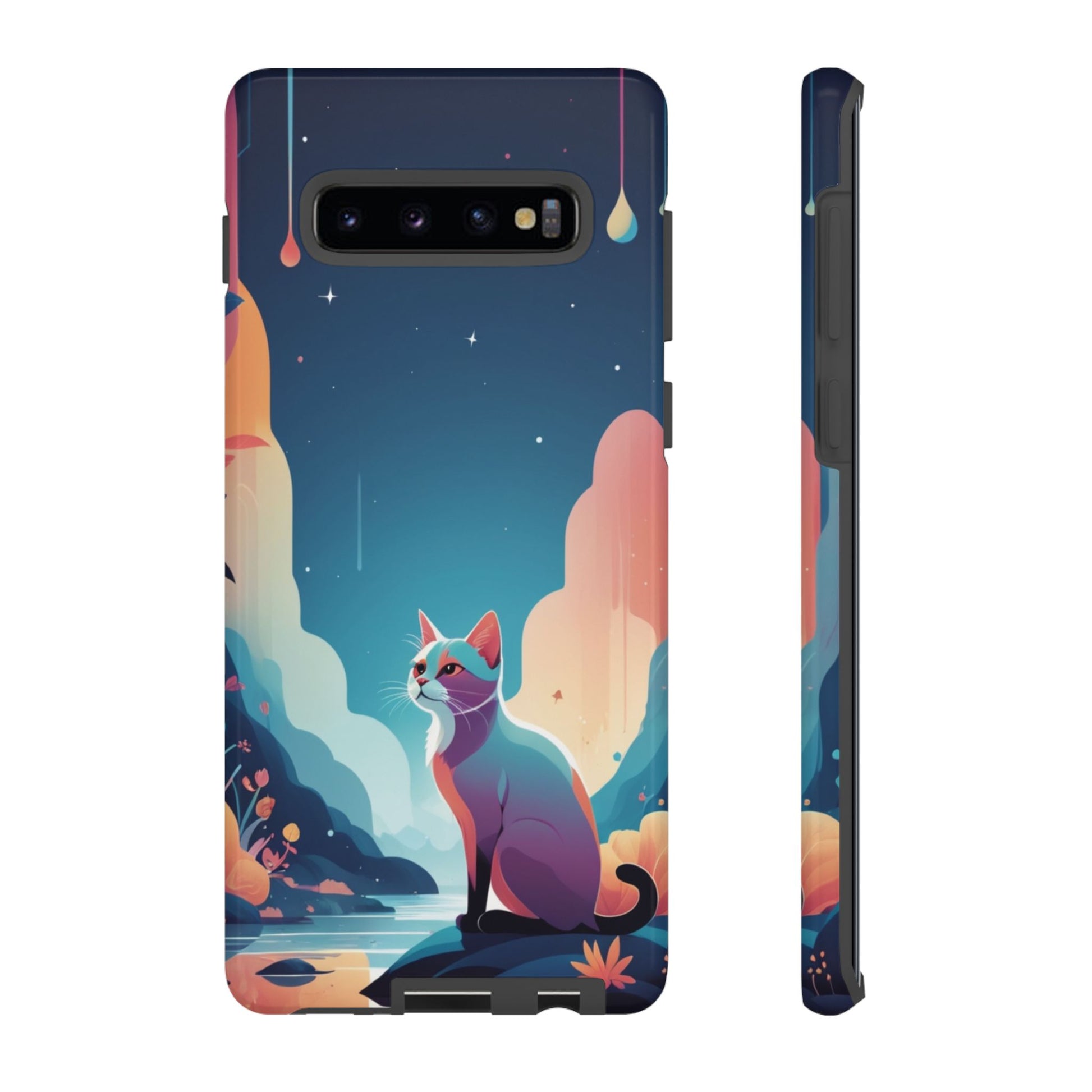 Stylised Cat Design Phone Case - Multicolor Phone Case - Samsung Galaxy S10 Plus / Glossy
