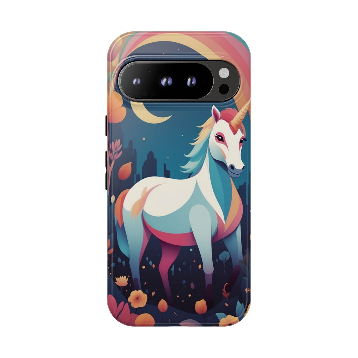 Stylised Unicorn & Rainbow Design Phone Case - Multicolor Phone Case - Google Pixel 9 Pro / Glossy