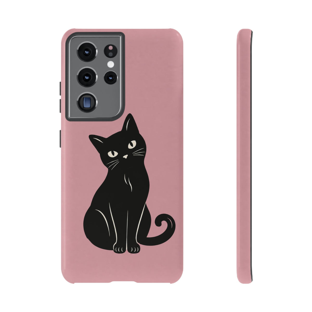 Minimalist Blush Pink & Black Cat Phone Case