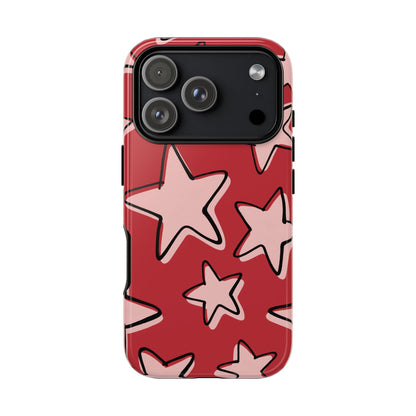 Cherry Red Doodle Star Phone Case