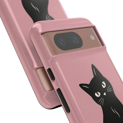 Minimalist Blush Pink & Black Cat Phone Case