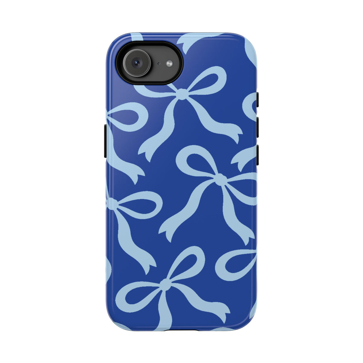 Bold Cobalt Blue and Powder Blue Bow Pattern Phone Case - Blue Phone Case - iPhone 17e / Glossy