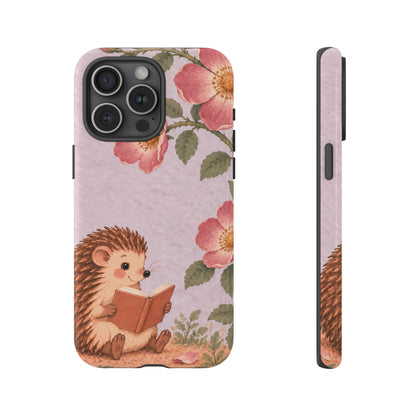 Whimsical Lilac Hedgehog and Wild Rose Phone Case - Purple Phone Case - iPhone 15 Pro Max / Glossy