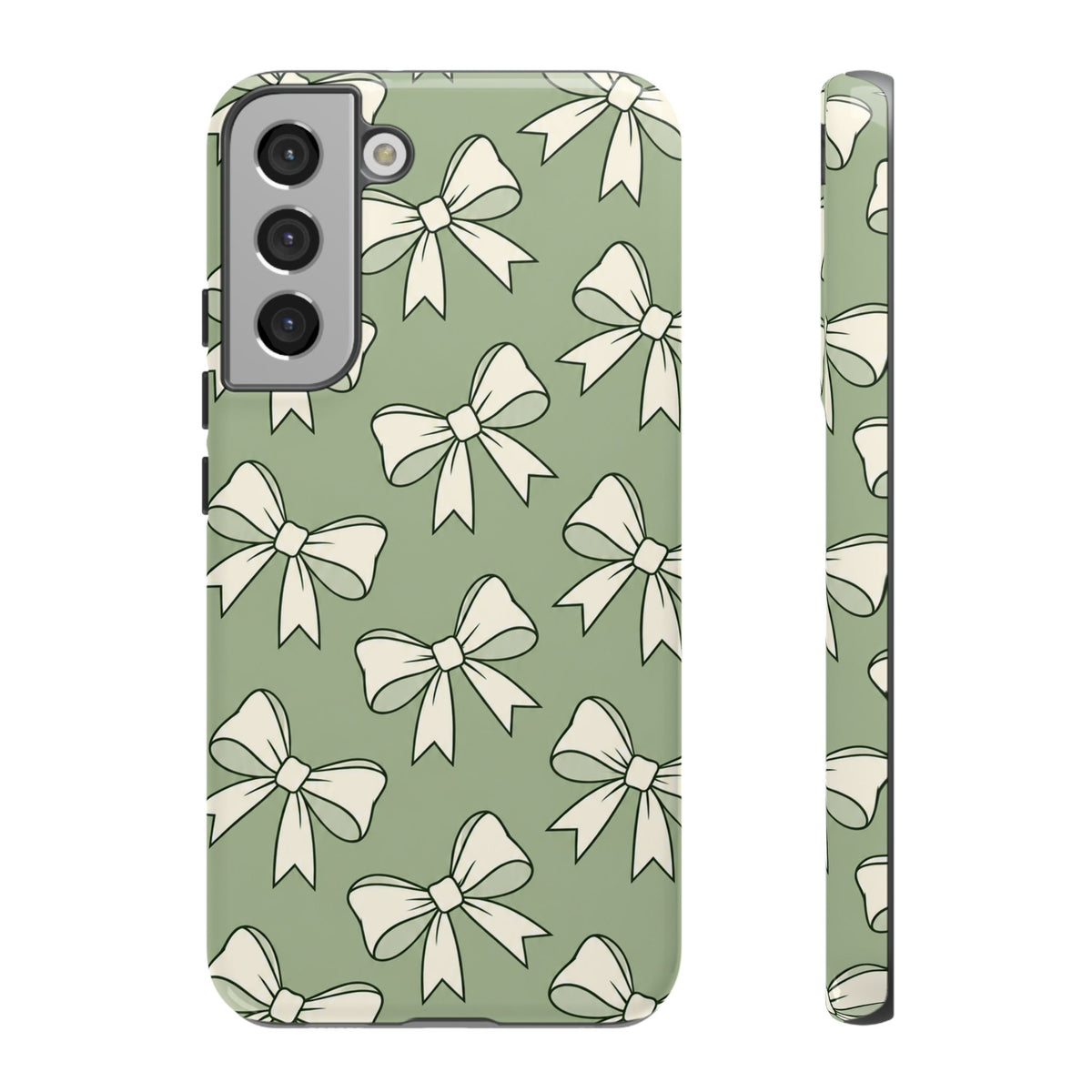 Chic Sage Green Bow Pattern Phone Case
