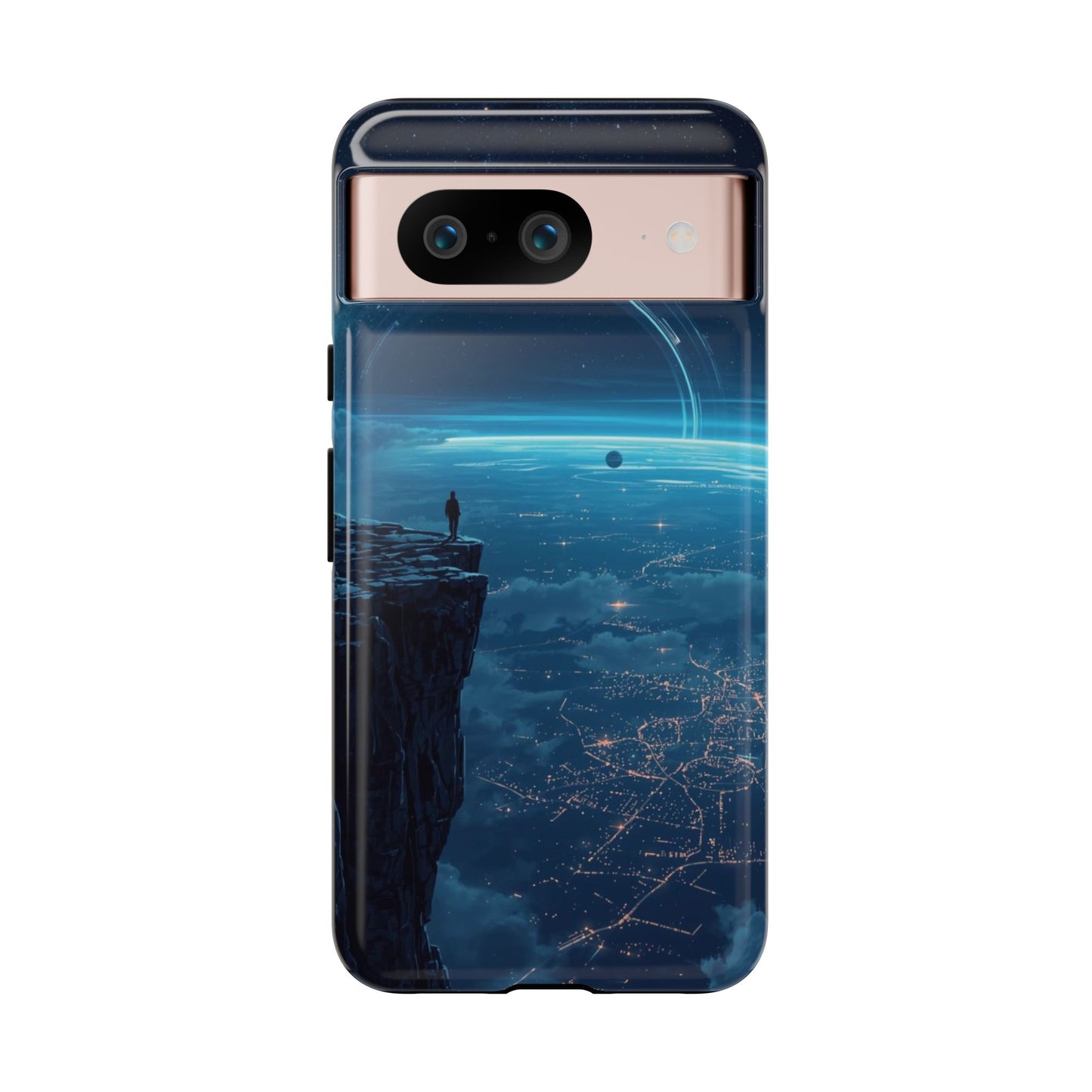 Google Pixel 8 / Glossy Phone Case - Orbital Ring Horizon Sci-fi Phone Case