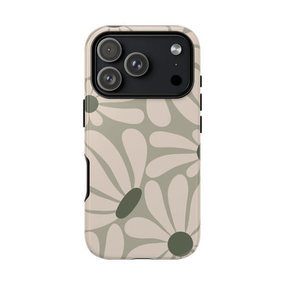 Retro Cream & Green Daisy Pattern Phone Case - White Phone Case - iPhone 17 Pro / Glossy