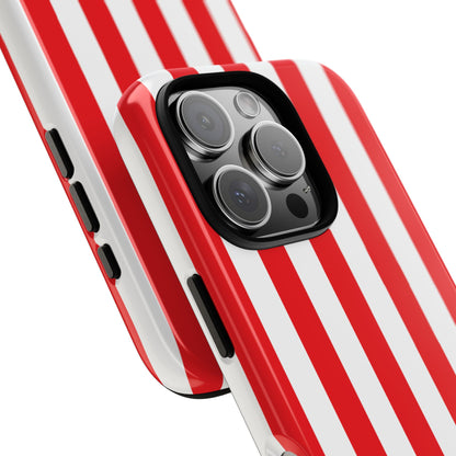 Simple Red & White Stripe Pattern Phone Case - Red Phone Case