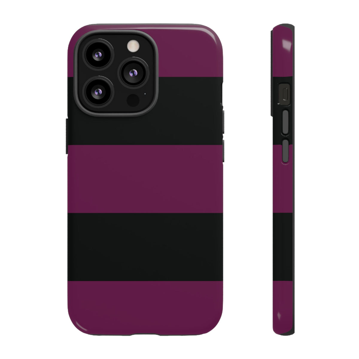 Purple & Black Horizontal Stripe Pattern Phone Case - Purple Phone Case - iPhone 13 Pro / Glossy