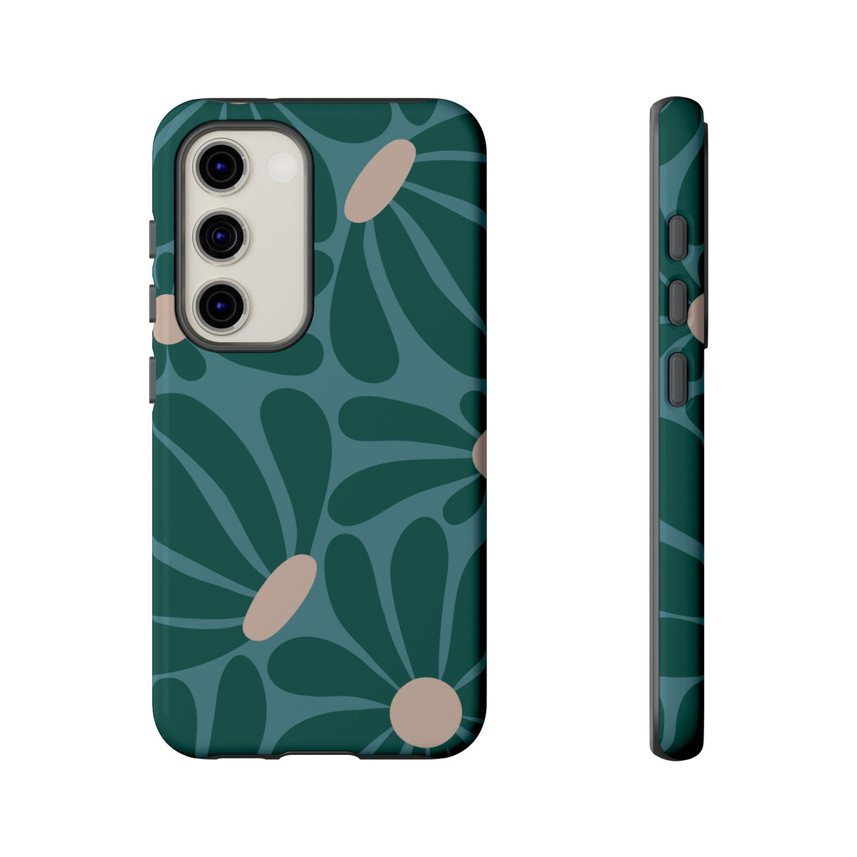 Retro Turquoise Daisy Pattern Phone Case - Green Phone Case - Samsung Galaxy S23 / Glossy