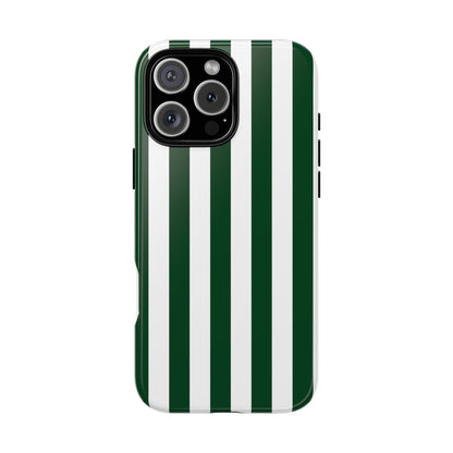 Simple Dark Green & White Stripe Pattern Phone Case - Green Phone Case - iPhone 16 Pro Max / Glossy