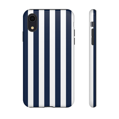 iPhone XR / Glossy Phone Case - Simple Dark Blue & White Stripe Pattern Phone Case