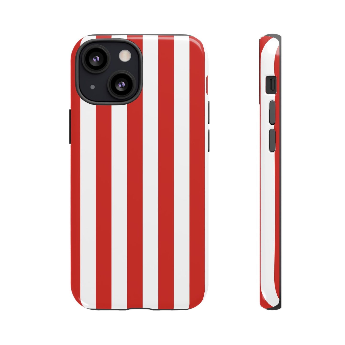 iPhone 13 Mini / Glossy Phone Case - Simple Dark Orange & White Stripe Pattern Phone Case