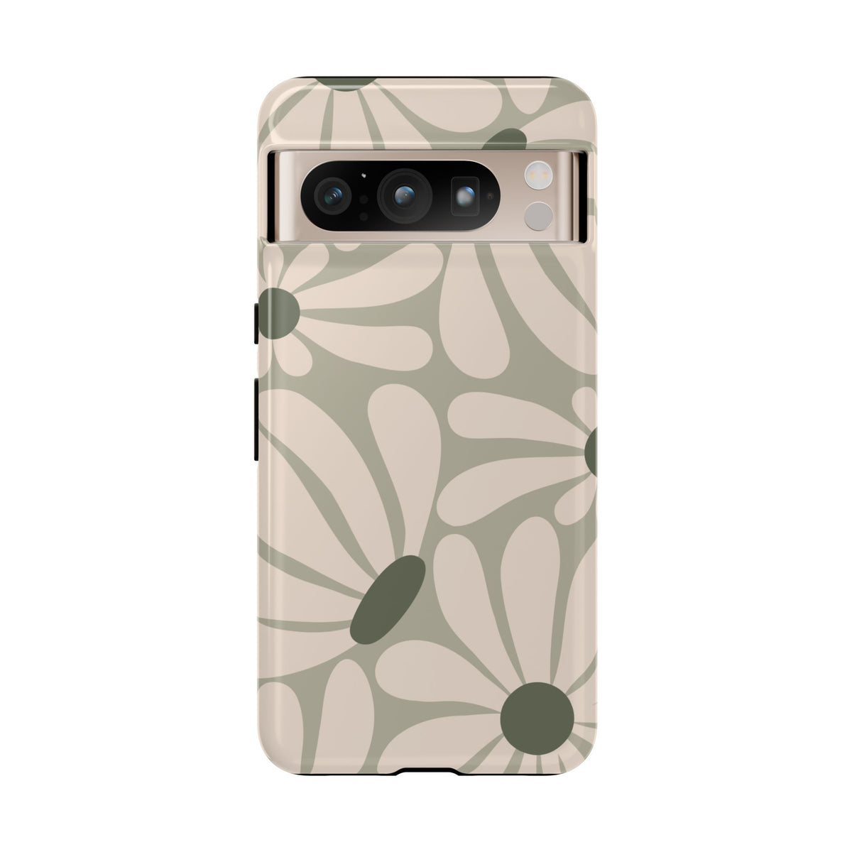 Retro Cream & Green Daisy Pattern Phone Case - White Phone Case - Google Pixel 8 Pro / Glossy