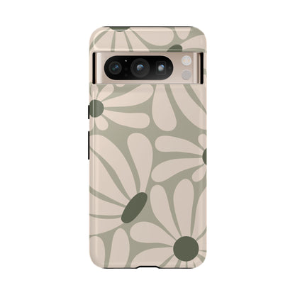 Retro Cream & Green Daisy Pattern Phone Case - White Phone Case - Google Pixel 8 Pro / Glossy