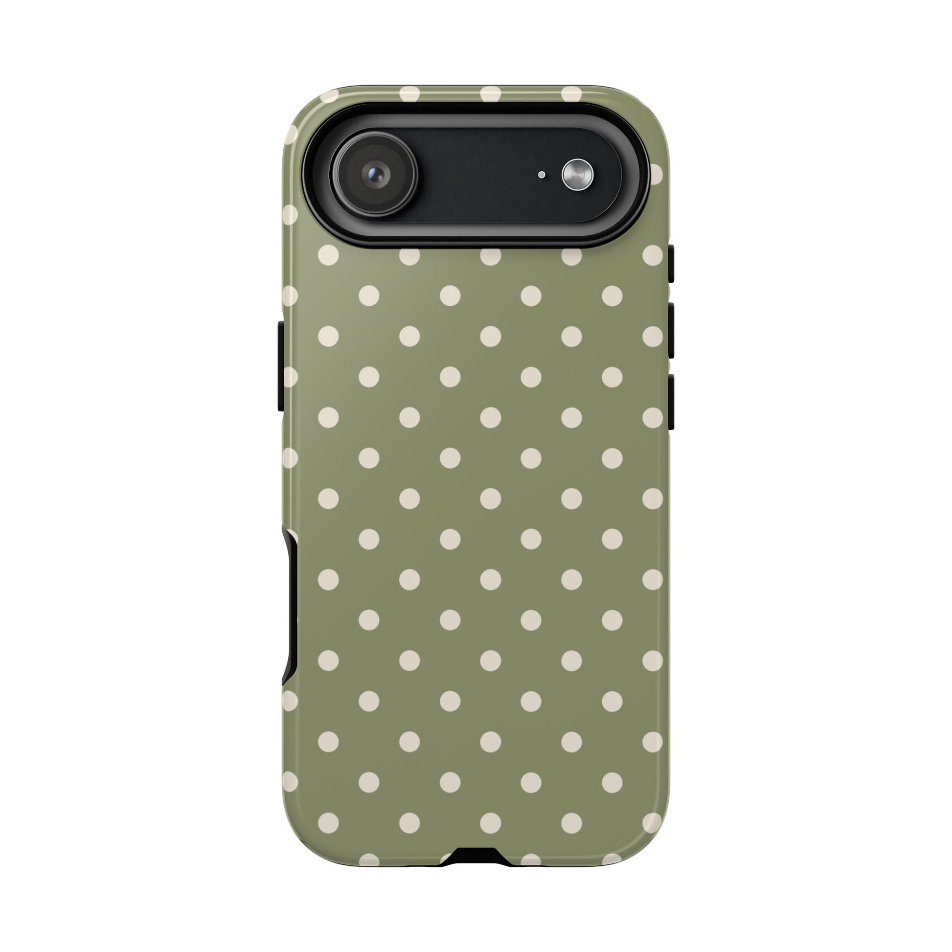 iPhone 17 Air / Glossy Phone Case - ’Green & White Dot Pattern’ Phone Case