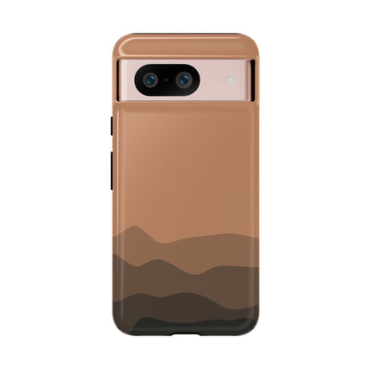 Brown Abstract Waves Protective Phone Case - Brown Phone Case - Google Pixel 8 / Glossy