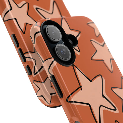 Burnt Orange Doodle Star Phone Case