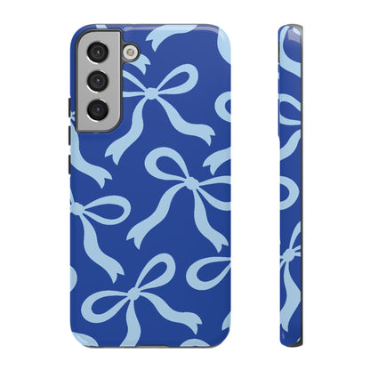 Bold Cobalt Blue and Powder Blue Bow Pattern Phone Case - Blue Phone Case - Samsung Galaxy S22 Plus / Glossy