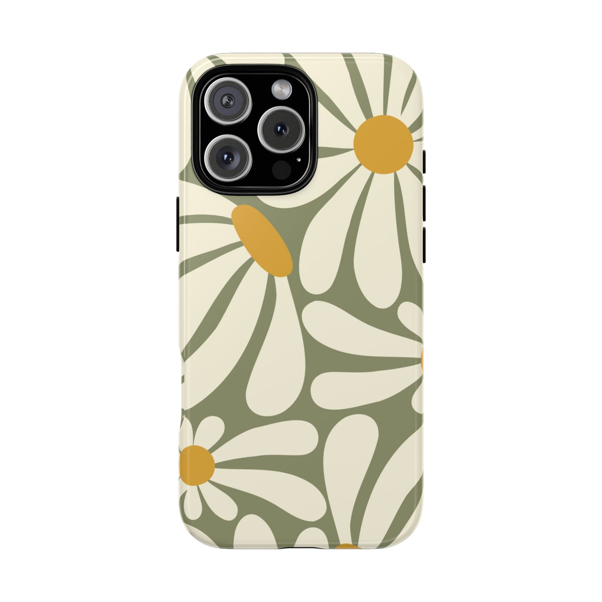 Retro Green Daisy Pattern #1 Phone Case - Green Phone Case - iPhone 16 Pro Max / Glossy