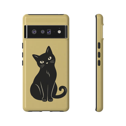 Minimalist Butter Yellow & Black Cat Phone Case