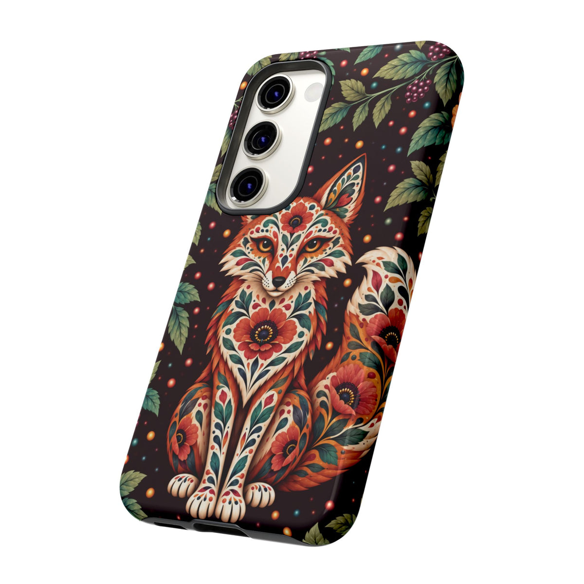 Vibrant Terracotta and Teal Calavera Fox Phone Case - Multicolor Phone Case
