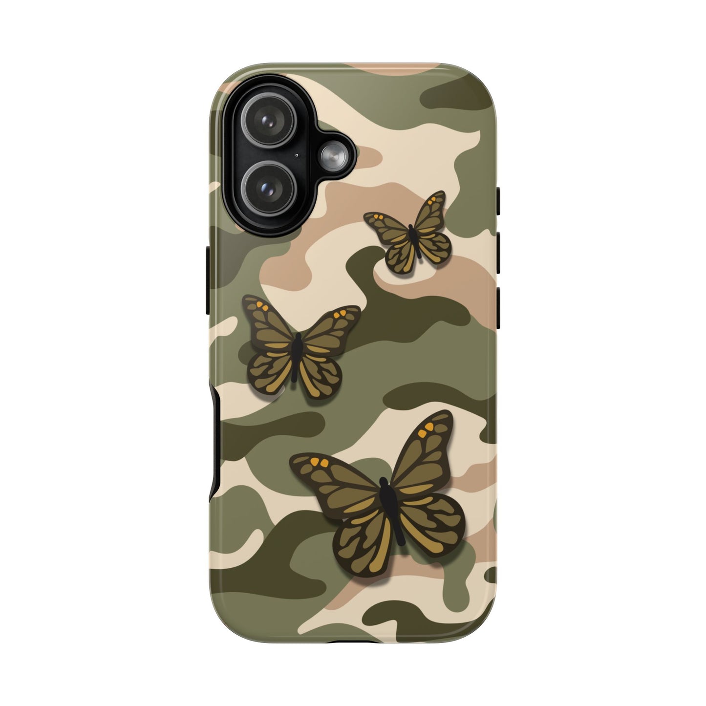 iPhone 17 / Glossy Phone Case - Green Butterfly Camo Phone Case
