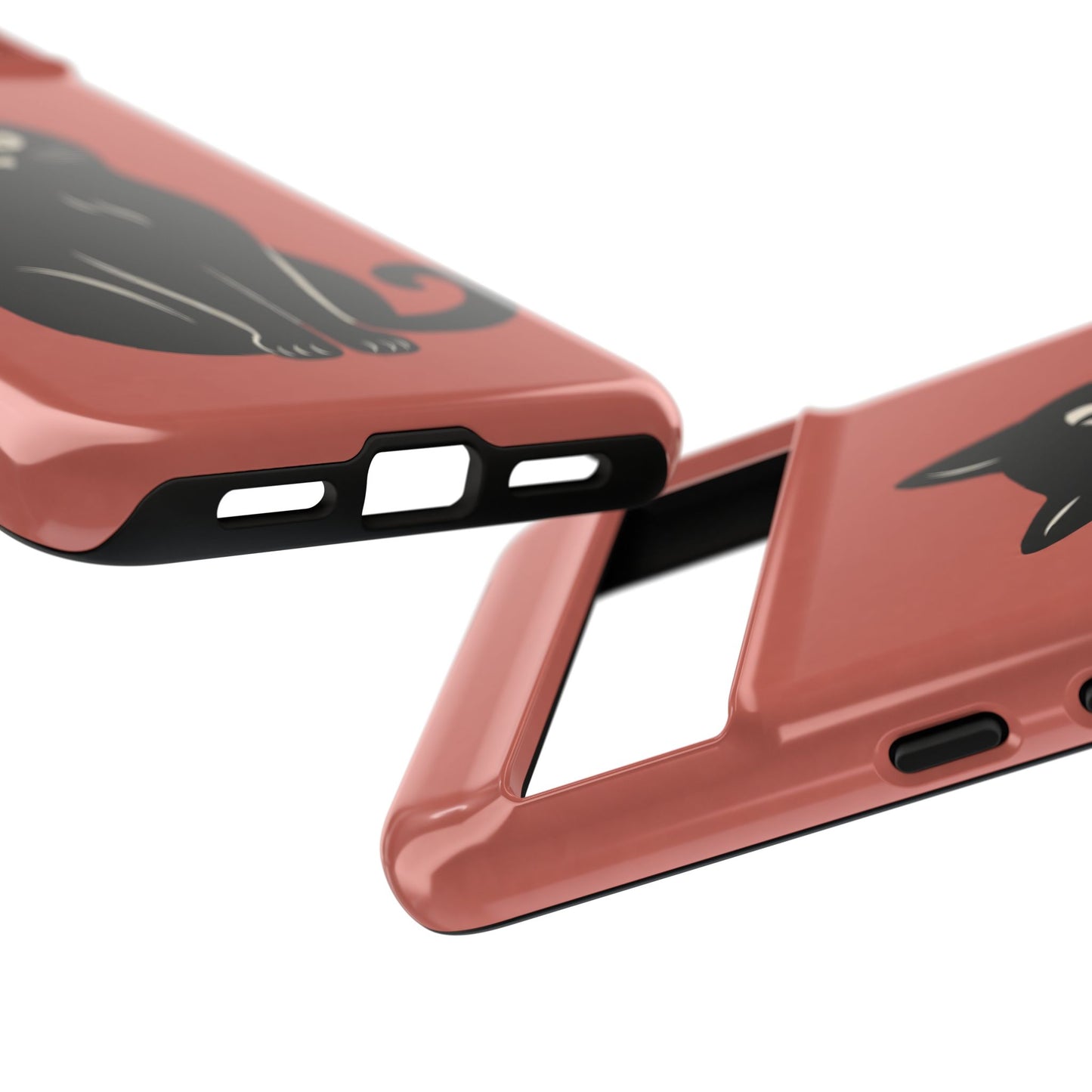 Minimalist Coral Red & Black Cat Phone Case