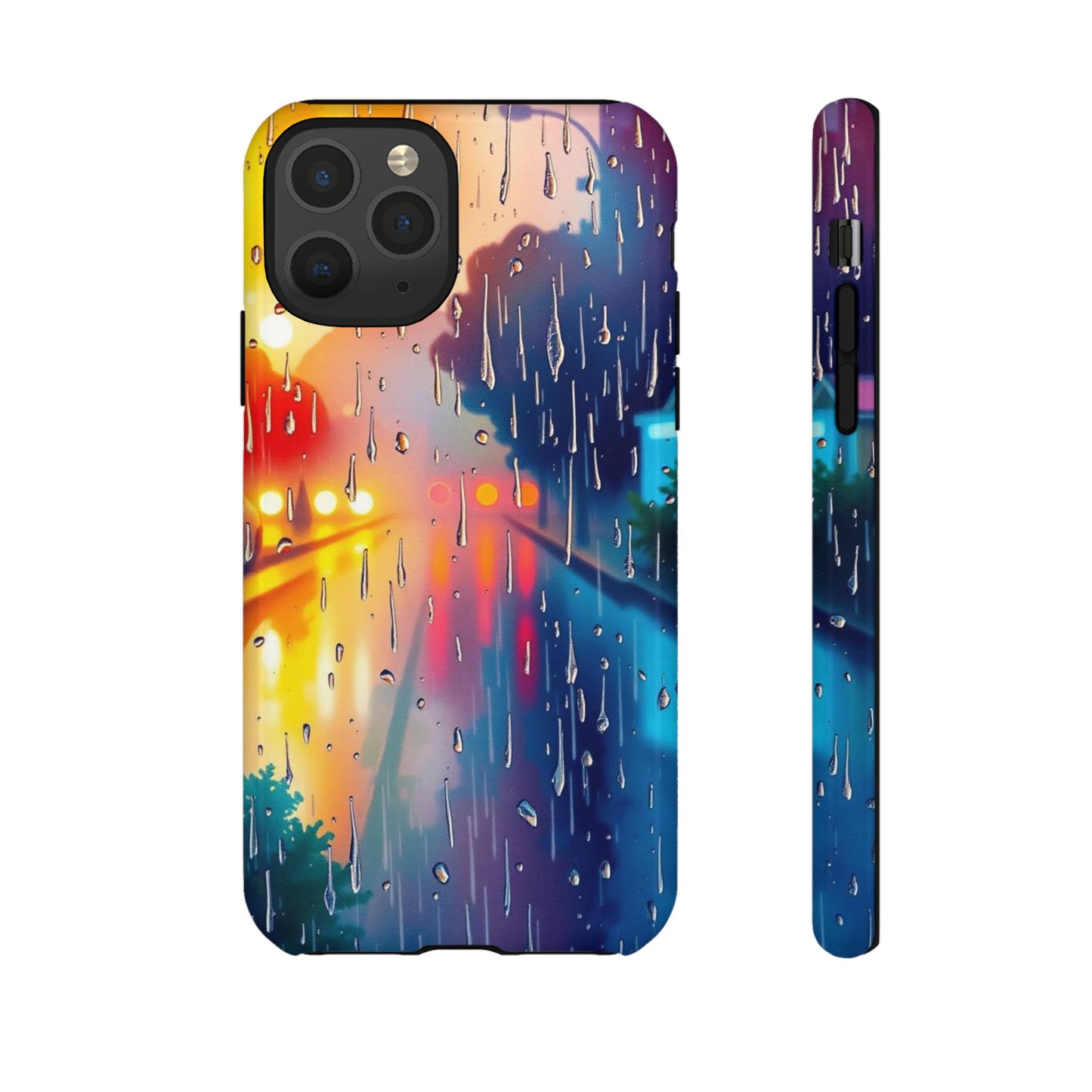 iPhone 11 Pro / Glossy Phone Case - Electric Rain Watercolour Design Phone Case