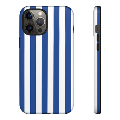 iPhone 12 Pro Max / Glossy Phone Case - Simple Blue & White Stripe Pattern Phone Case