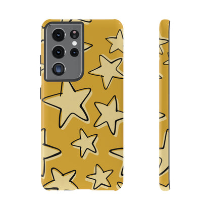 Golden Yellow Doodle Star Phone Case