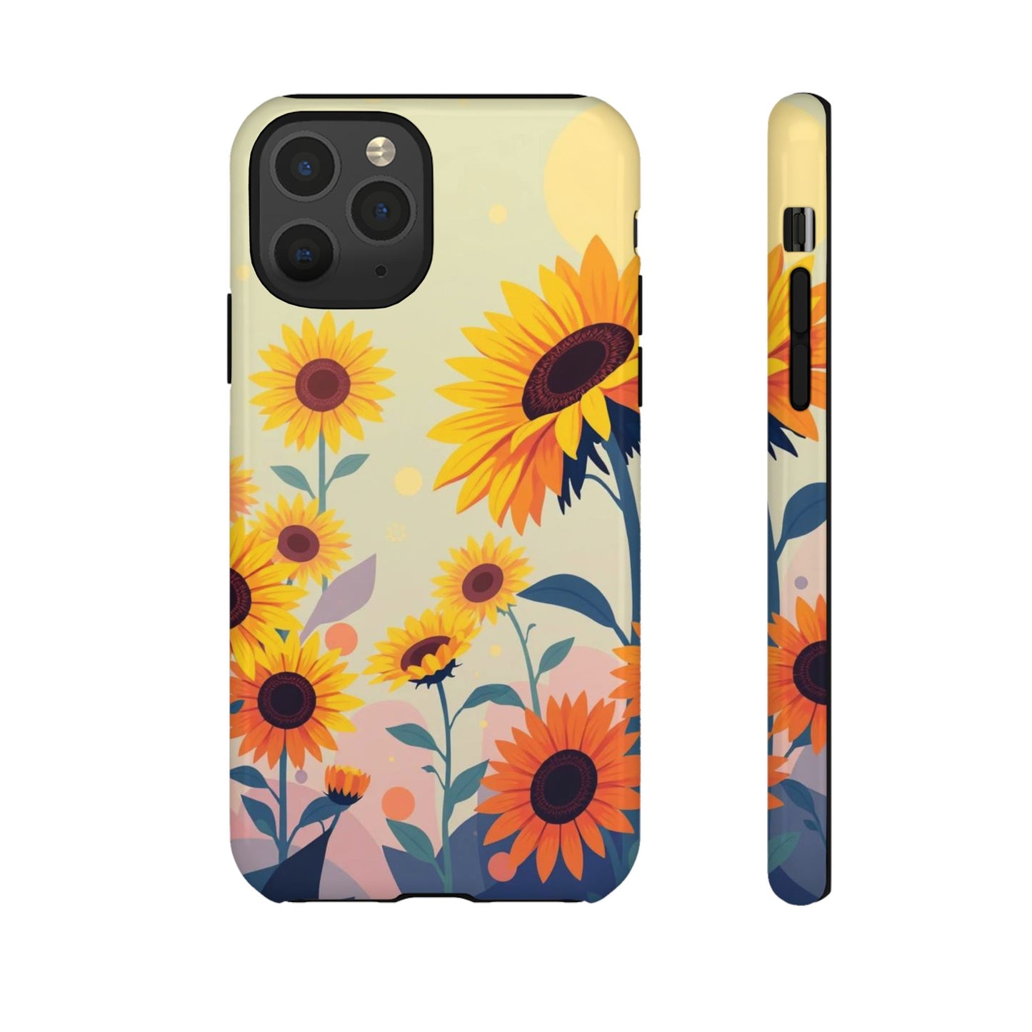 iPhone 11 Pro / Glossy Phone Case - Modern Flat Sunflower Design Phone Case