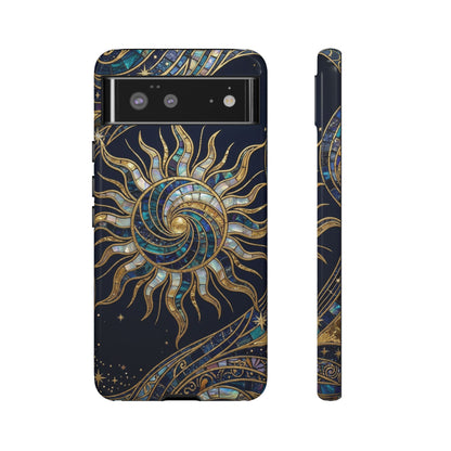 Elegant Navy & Gold Solar Spiral Phone Case