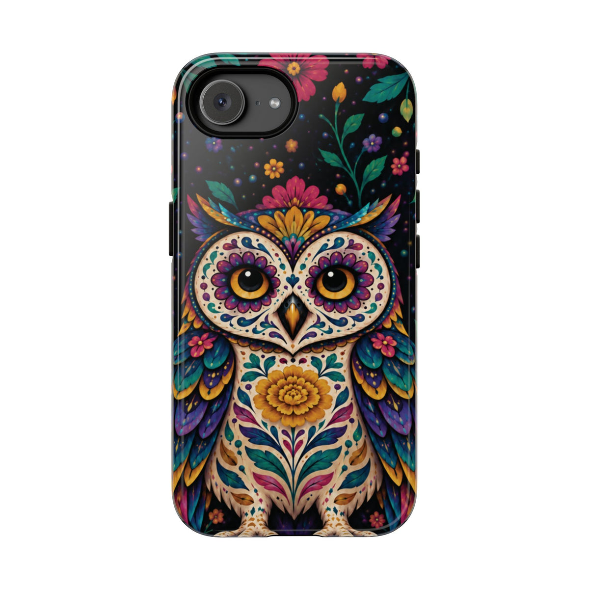 Vibrant Purple and Teal Calavera Owl Phone Case - Multicolor Phone Case - iPhone 17e / Glossy