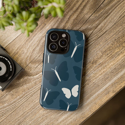 Minimalist Dark Blue Butterfly Pattern Phone Case - Blue Phone Case