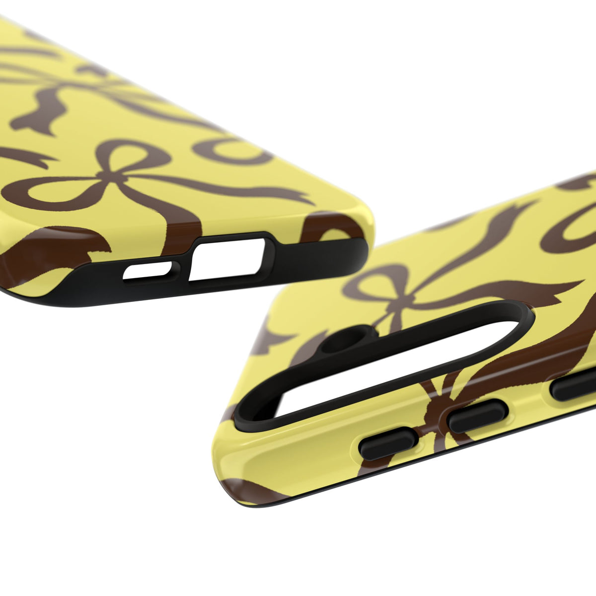 Bold Butter Yellow and Chocolate Brown Bow Pattern Phone Case - Yellow Phone Case