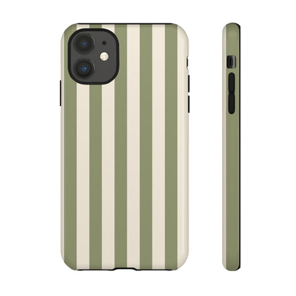 iPhone 11 / Glossy Phone Case - ’Olive & Beige Stripe Pattern’ Phone Case