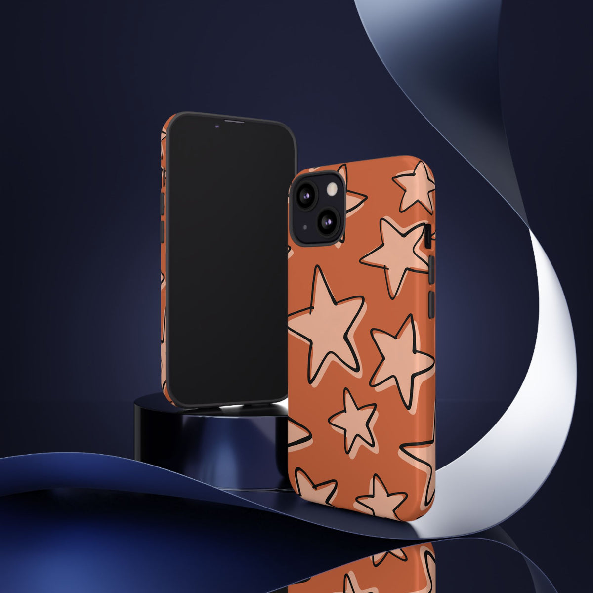 Burnt Orange Doodle Star Phone Case
