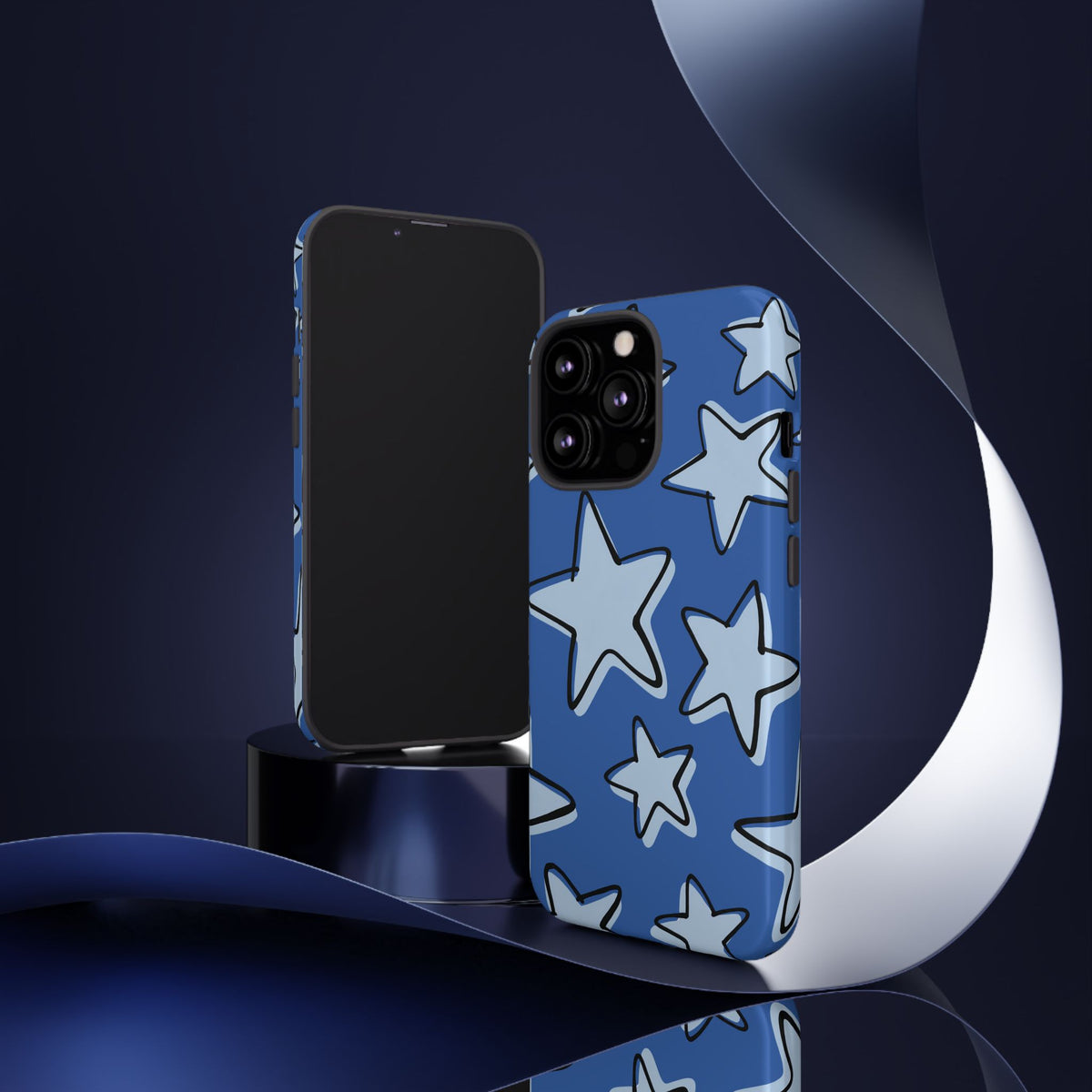 Cobalt Blue Doodle Star Phone Case