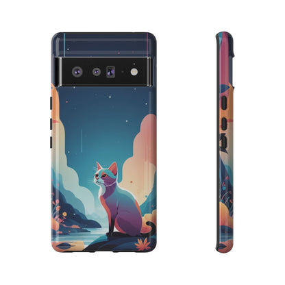Google Pixel 6 Pro / Glossy Phone Case - Stylised Cat Design Phone Case