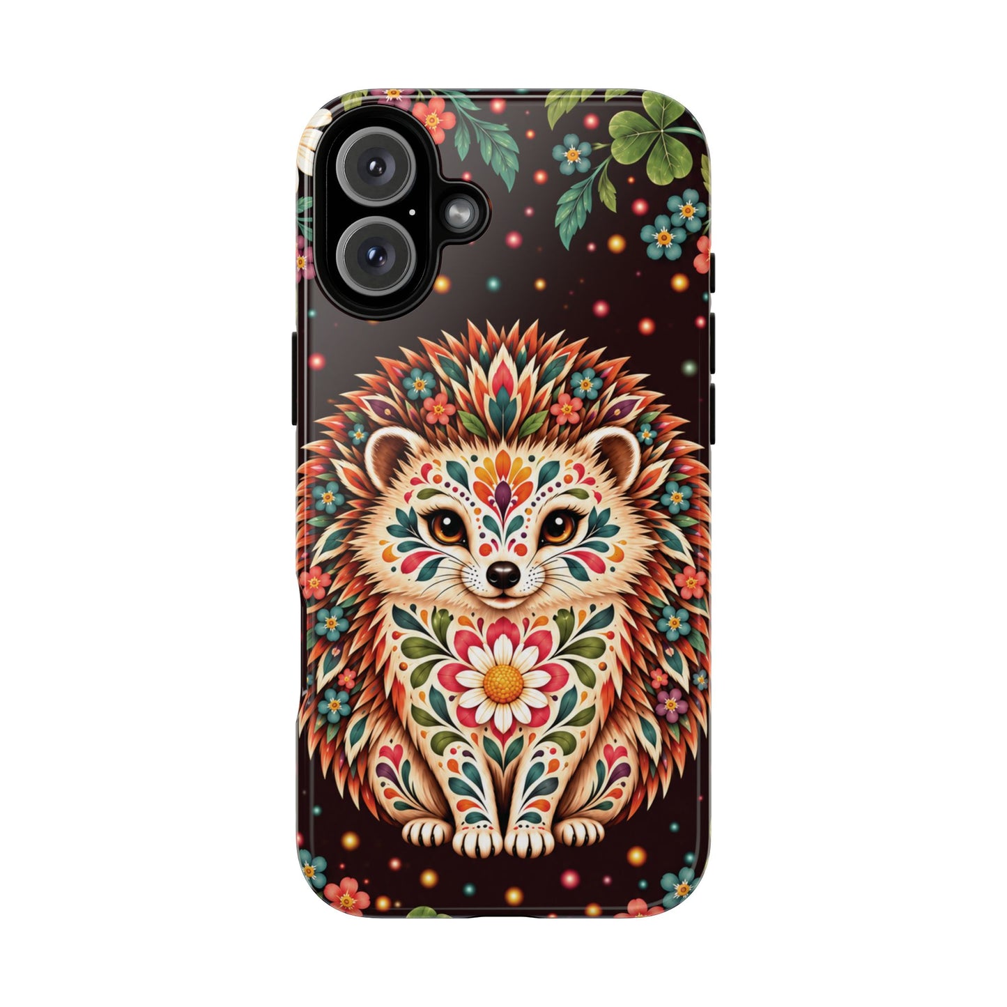 Vibrant Terracotta and Teal Calavera Hedgehog Phone Case - Multicolor Phone Case - iPhone 16 Plus / Glossy
