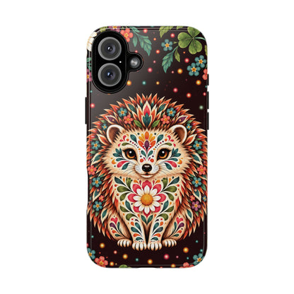 Vibrant Terracotta and Teal Calavera Hedgehog Phone Case - Multicolor Phone Case - iPhone 16 Plus / Glossy