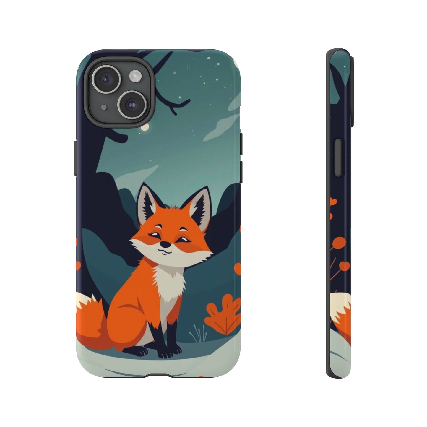 iPhone 15 Plus / Glossy Phone Case - Cute Fox Design Phone Case