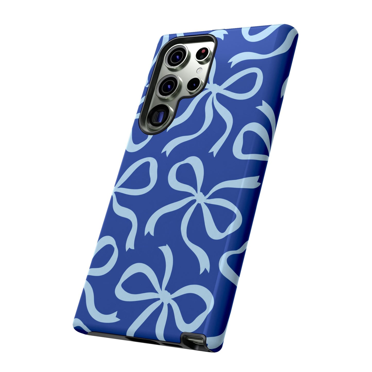 Bold Cobalt Blue and Powder Blue Bow Pattern Phone Case