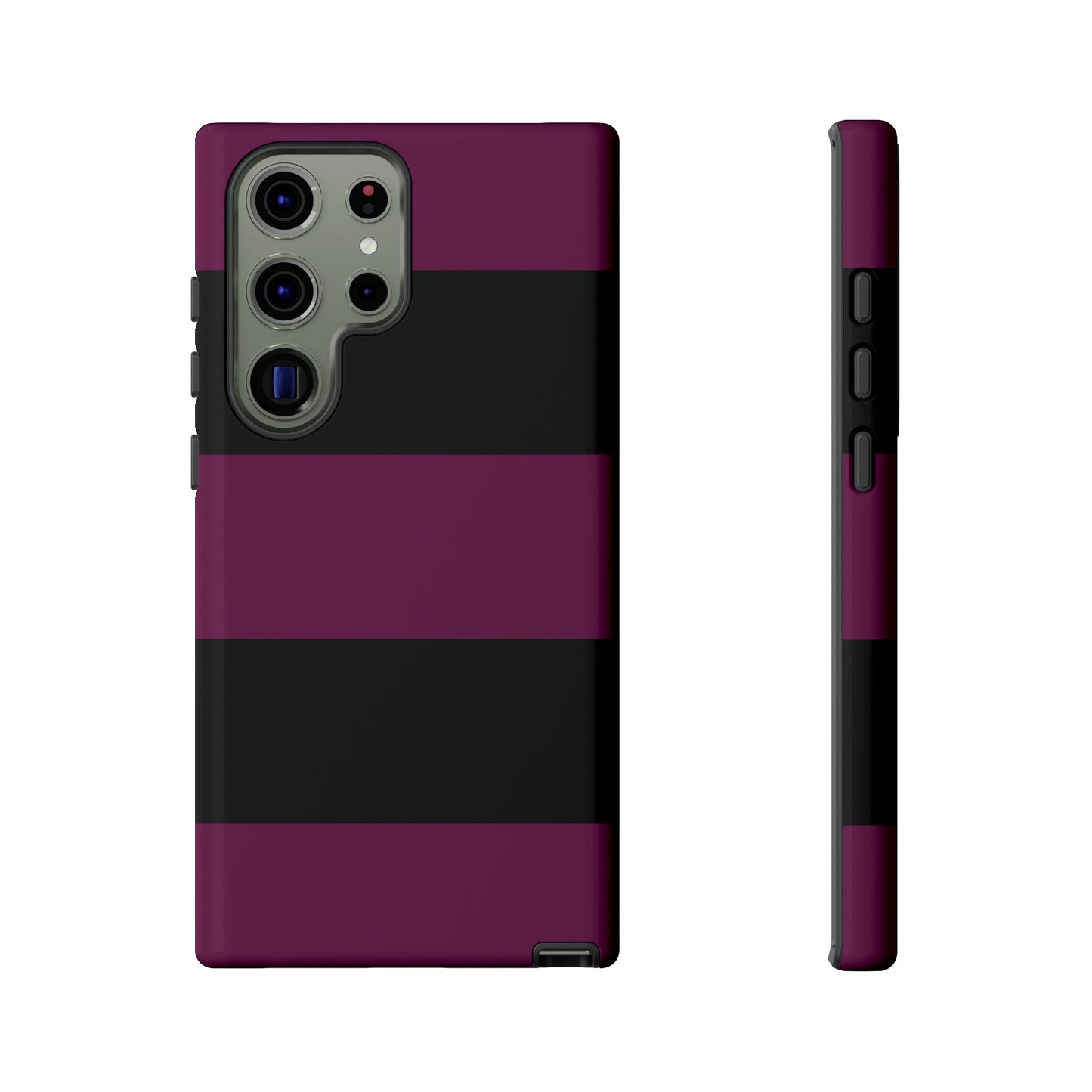 Samsung Galaxy S23 Ultra / Glossy Phone Case - Purple & Black Horizontal Stripe Pattern Phone Case